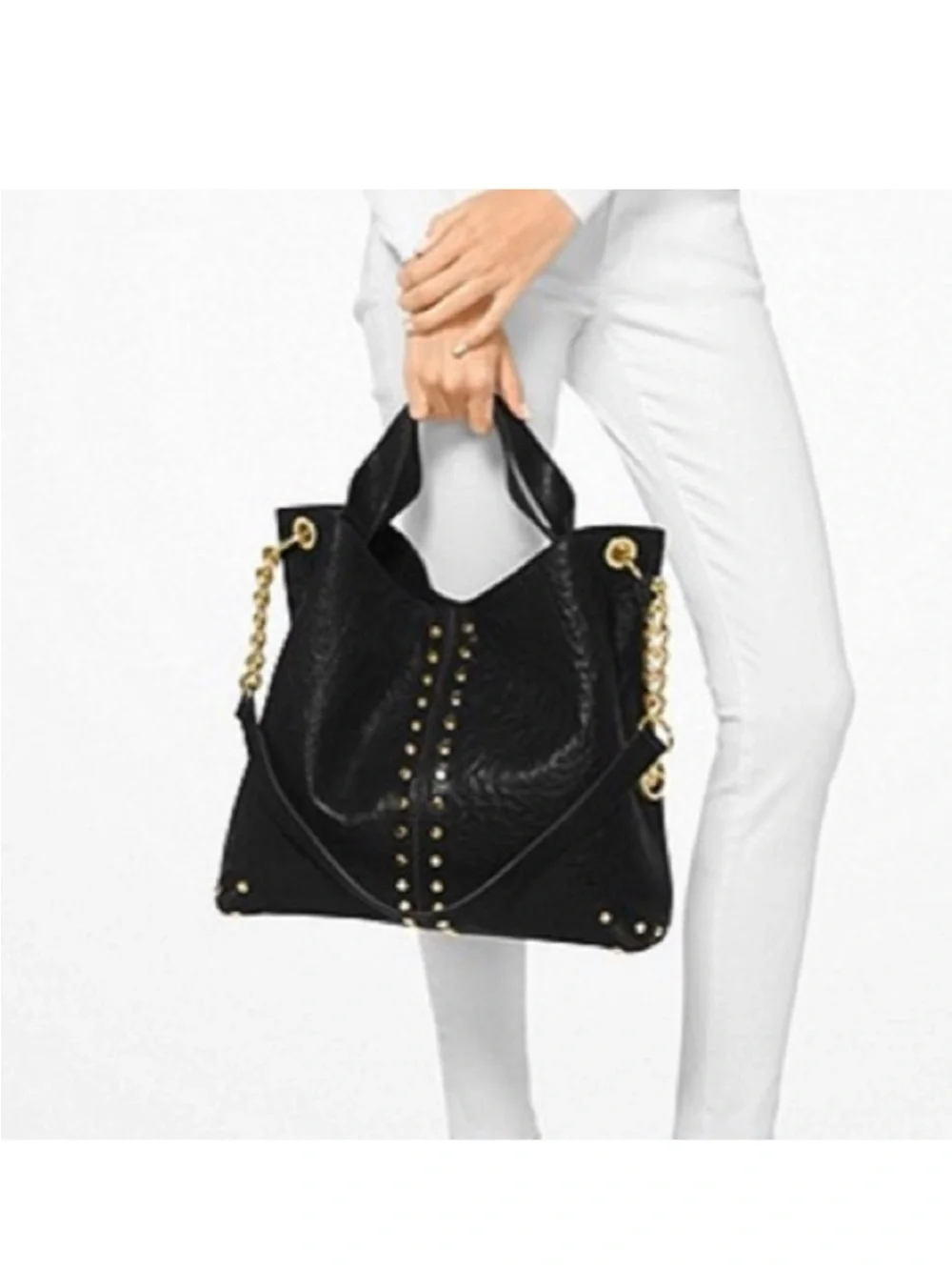 Micheal Michael Kors Black Uptown Astor shoulder bag studded leather bag